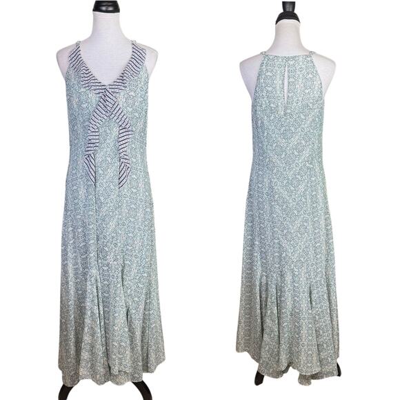 Cabi 5104 Garden Party Green Mixed Floral Print Ruffle Maxi Dress - Picture 1 of 11